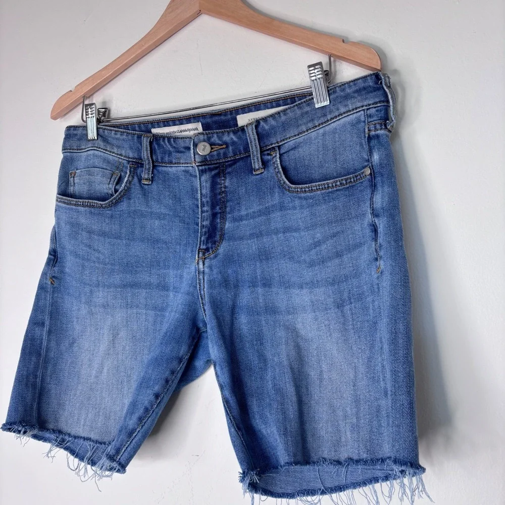 Anthropologie Pilcro Hyphen Long Medium Wash Denim Shorts‎ Size 30